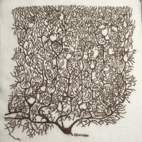 Embroidery of Cajal illustration of a Purkinje cell