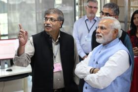 Photograph of Indian Prime Minister visiting the joint NCBS laboratories in Bangalore